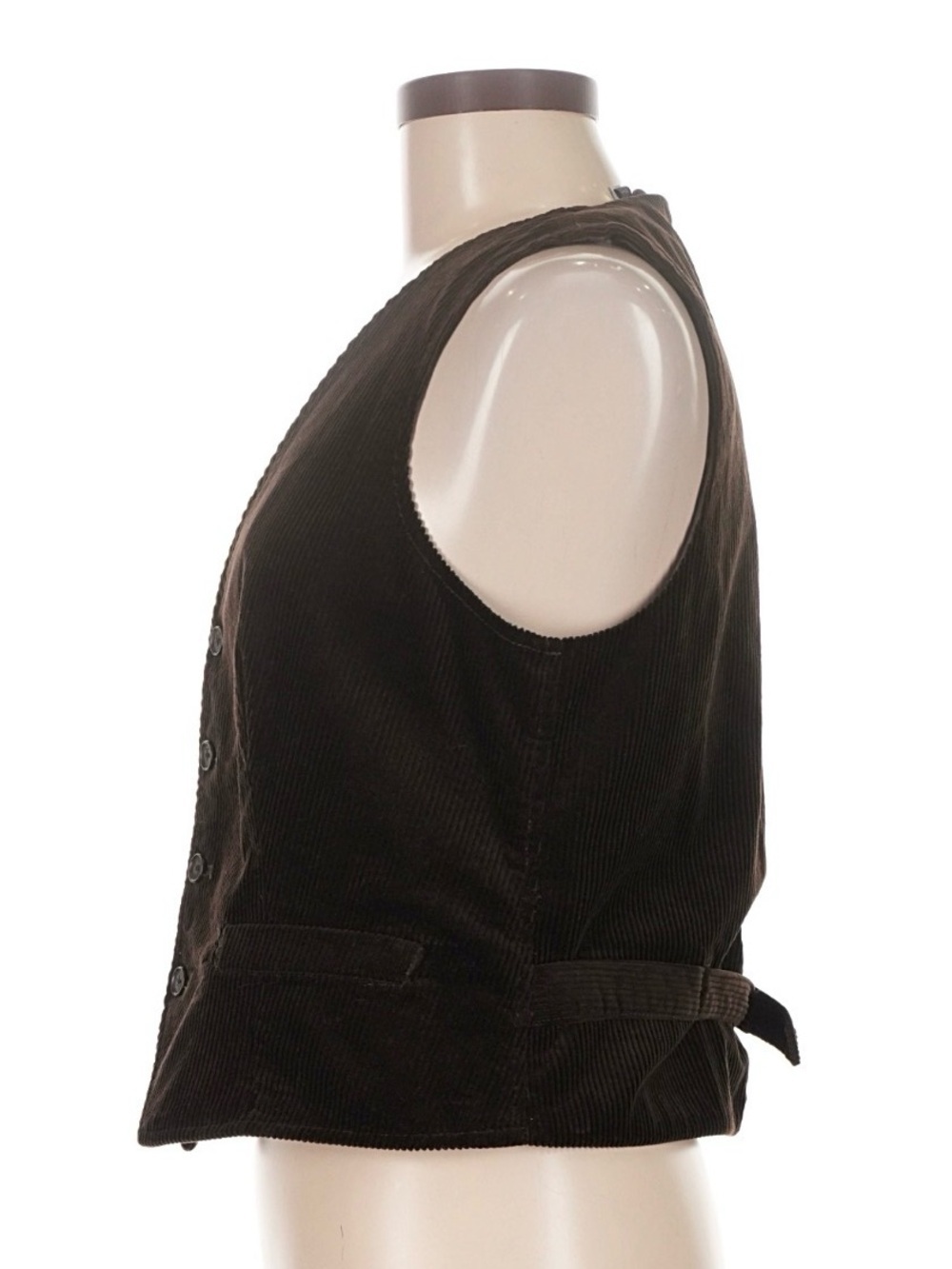 Polo Ralph Lauren Women’s Corduroy Vest Brown Tuxedo Cotton Button Up Waistcoat - Picture 8 of 12